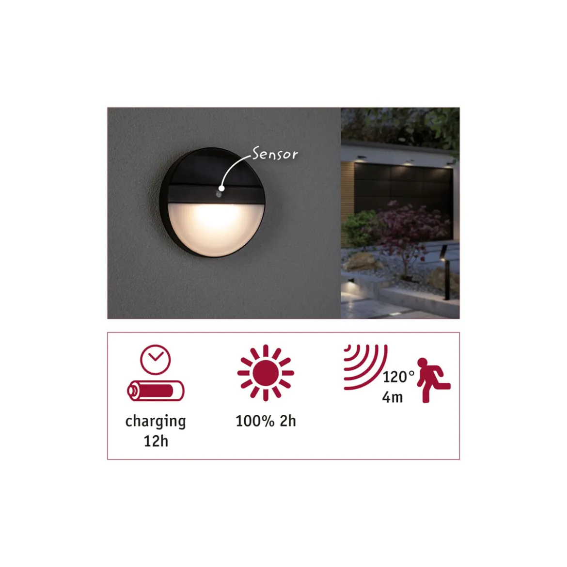 Solar WL Eloise BWM Anthrazit IP443000K 100lm