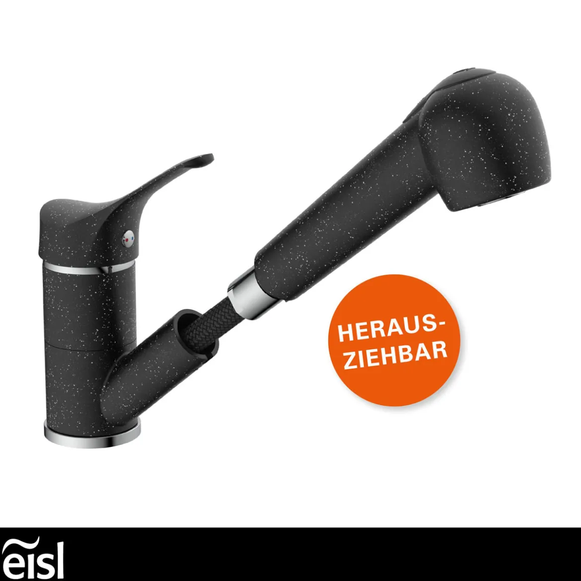 SP-Armatur Granit schwarz mit Geschirr-Brause 2S Kartusche mit keram.Dichtungen