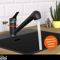 SP-Armatur Granit schwarz mit Geschirr-Brause 2S Kartusche mit keram.Dichtungen