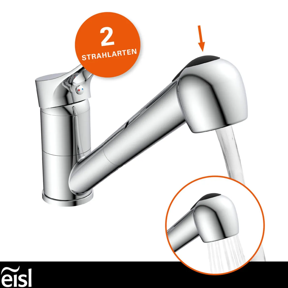SP-Armatur Verona chrom mit Geschirr-Brause 2S Kartusche mit keram.Dichtungen