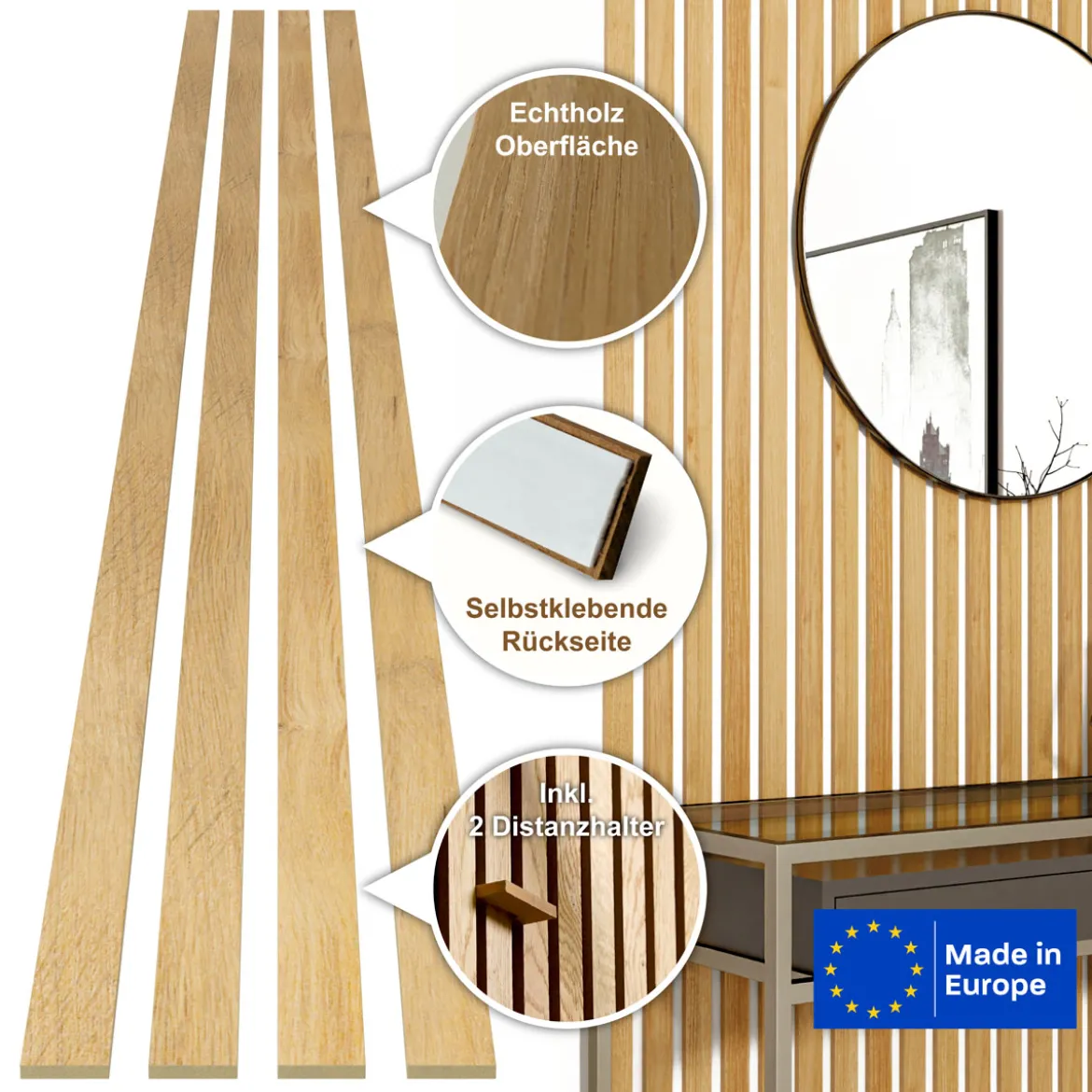 SPECHT Classic Akustik Stix Eiche Natur2500x51x9mm 4er Pack
