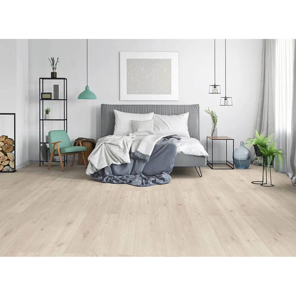 Specht Landhausdiele Deluxe AQUA Eiche weiß 128,5 x 19,2 cm