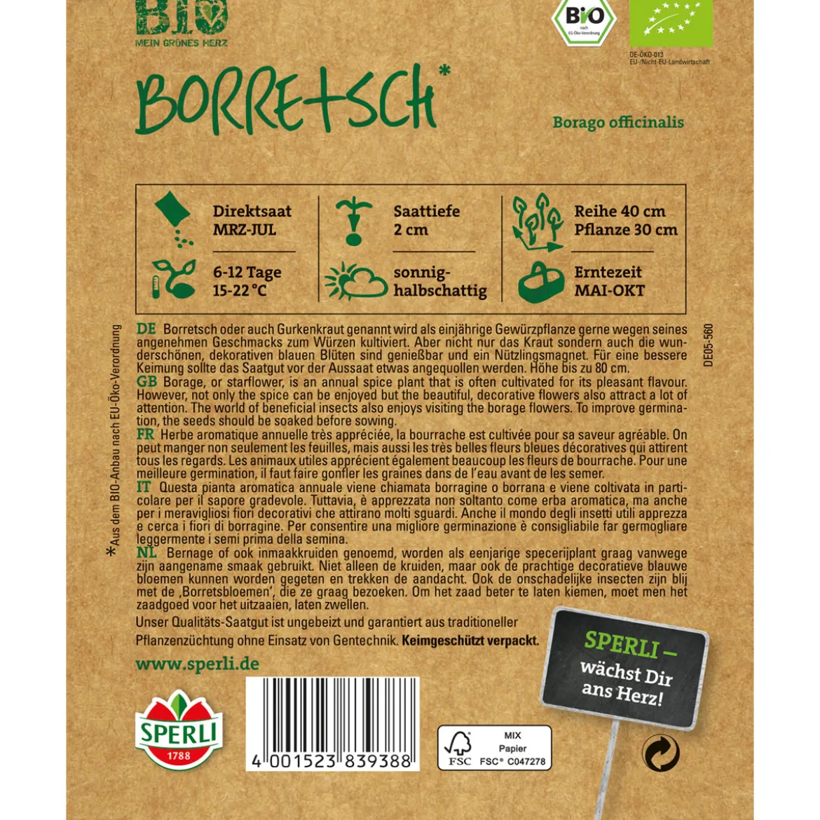 Sperli Boretsch Bio 80 cm