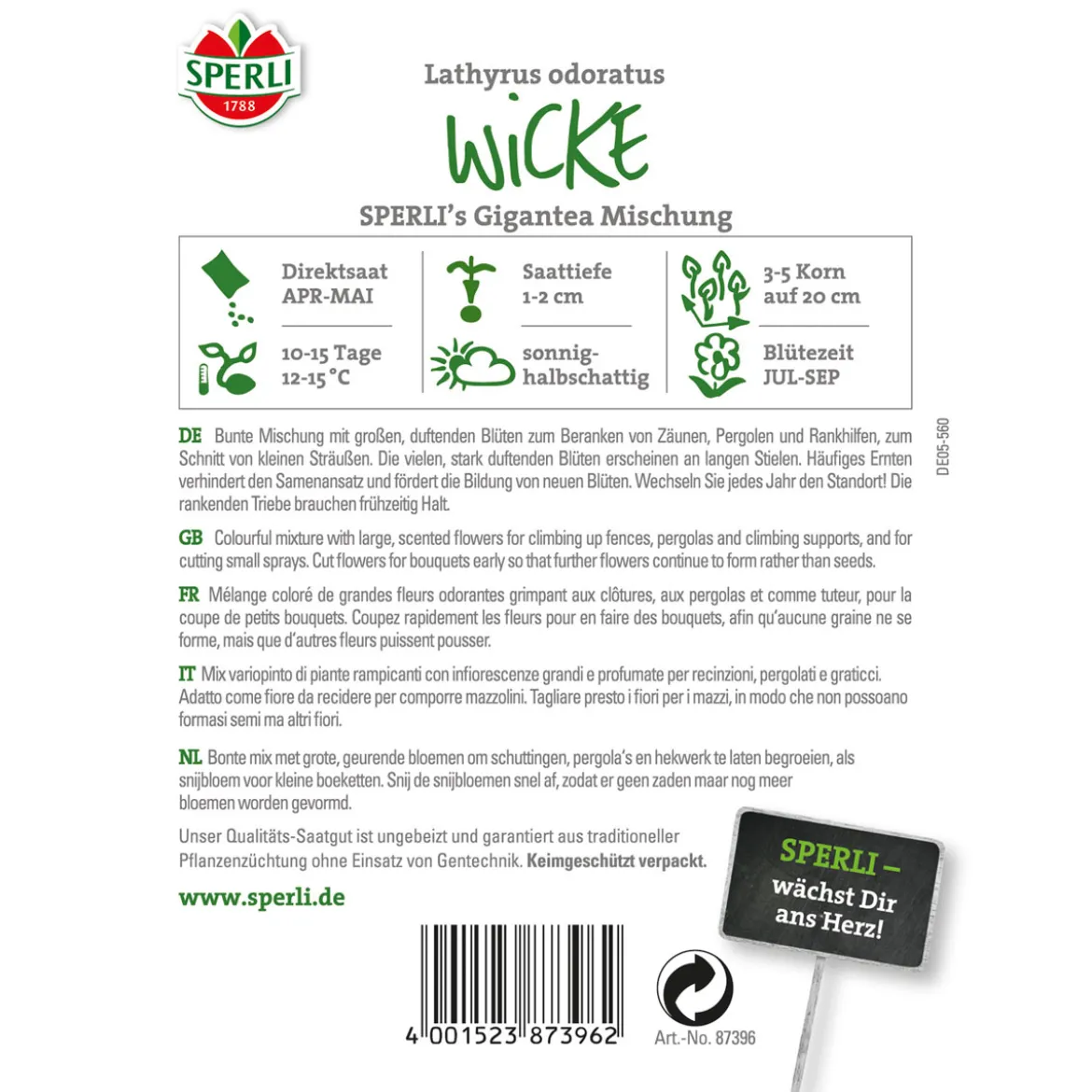 Sperli Wicken ngs Gigantea Mischung