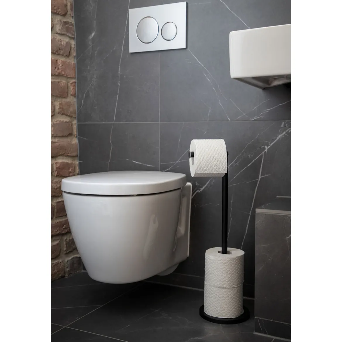 Stand Toilettenpapierh 2in1 schwarzmatt