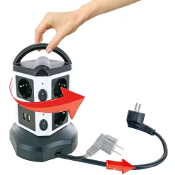 Steckdosentower 7x Strom + 2x USB 1,8m