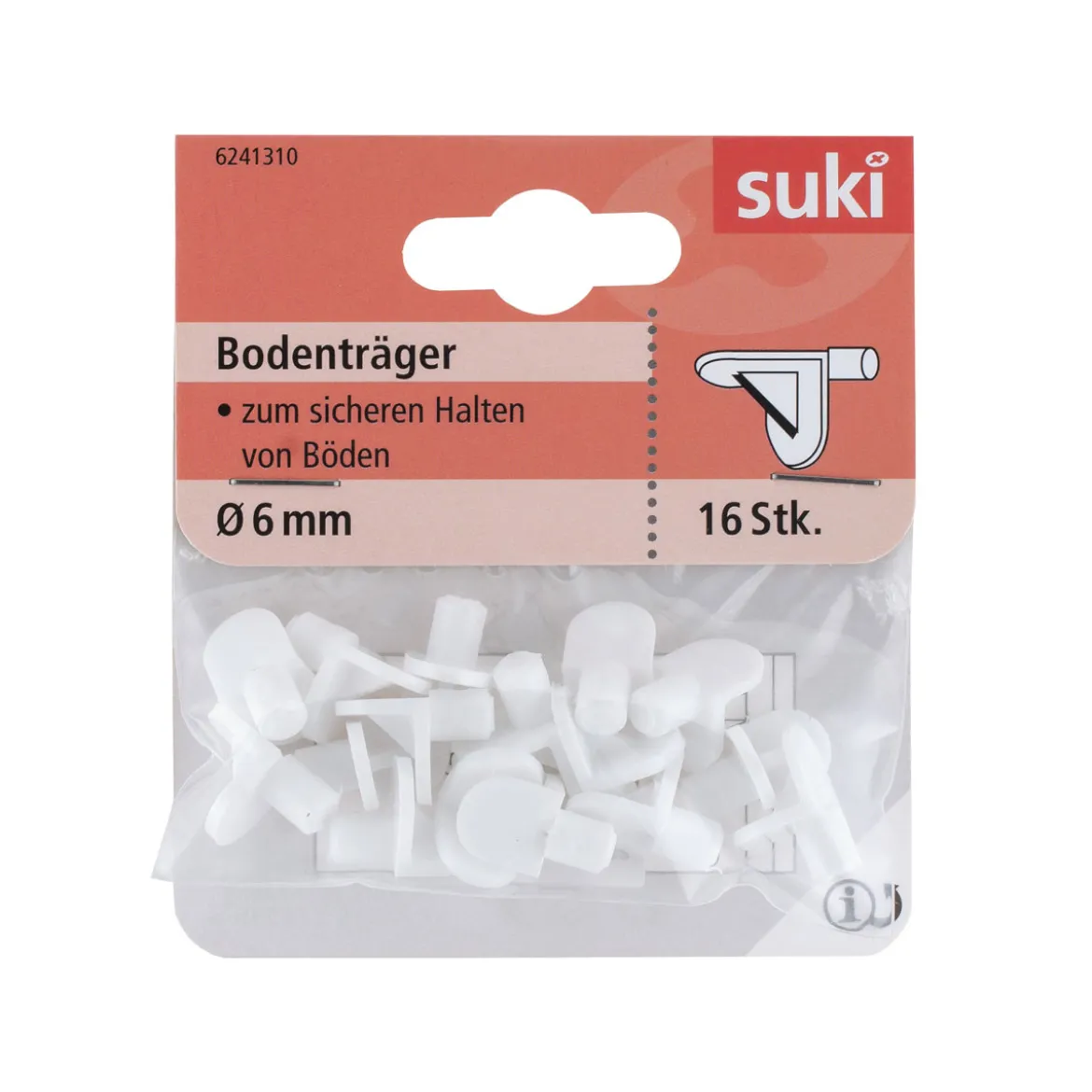 Suki Bodenträger Kunststoff Durchmesser 0,6 x 0,8 cm weiß 16 Stück