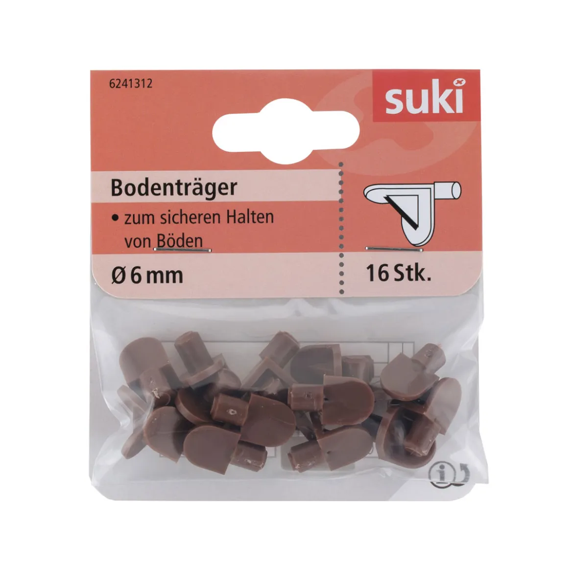 Suki Bodenträger Kunststoff Durchmesser 0,6 x 0,8 cm braun 16 Stück