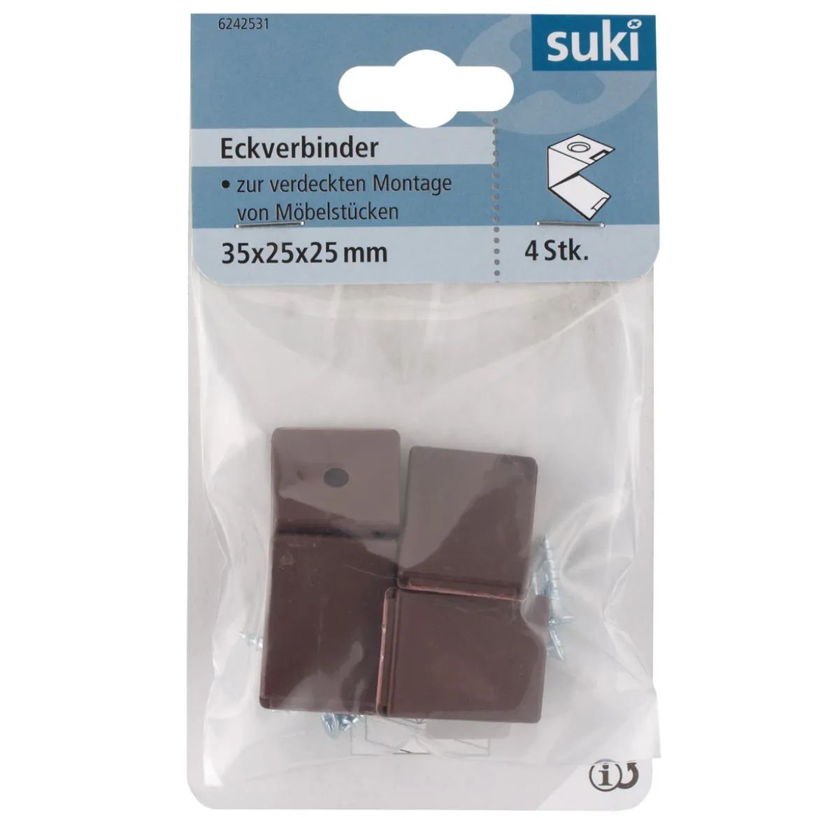 Suki Eckverbinder braun 3,5 x 2,5 cm 4 Stück