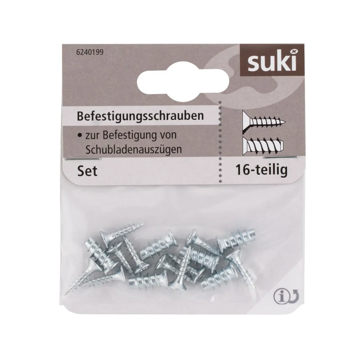 Suki Befestigungsschrauben für Kugelauszug 6270037+39 16 Stück