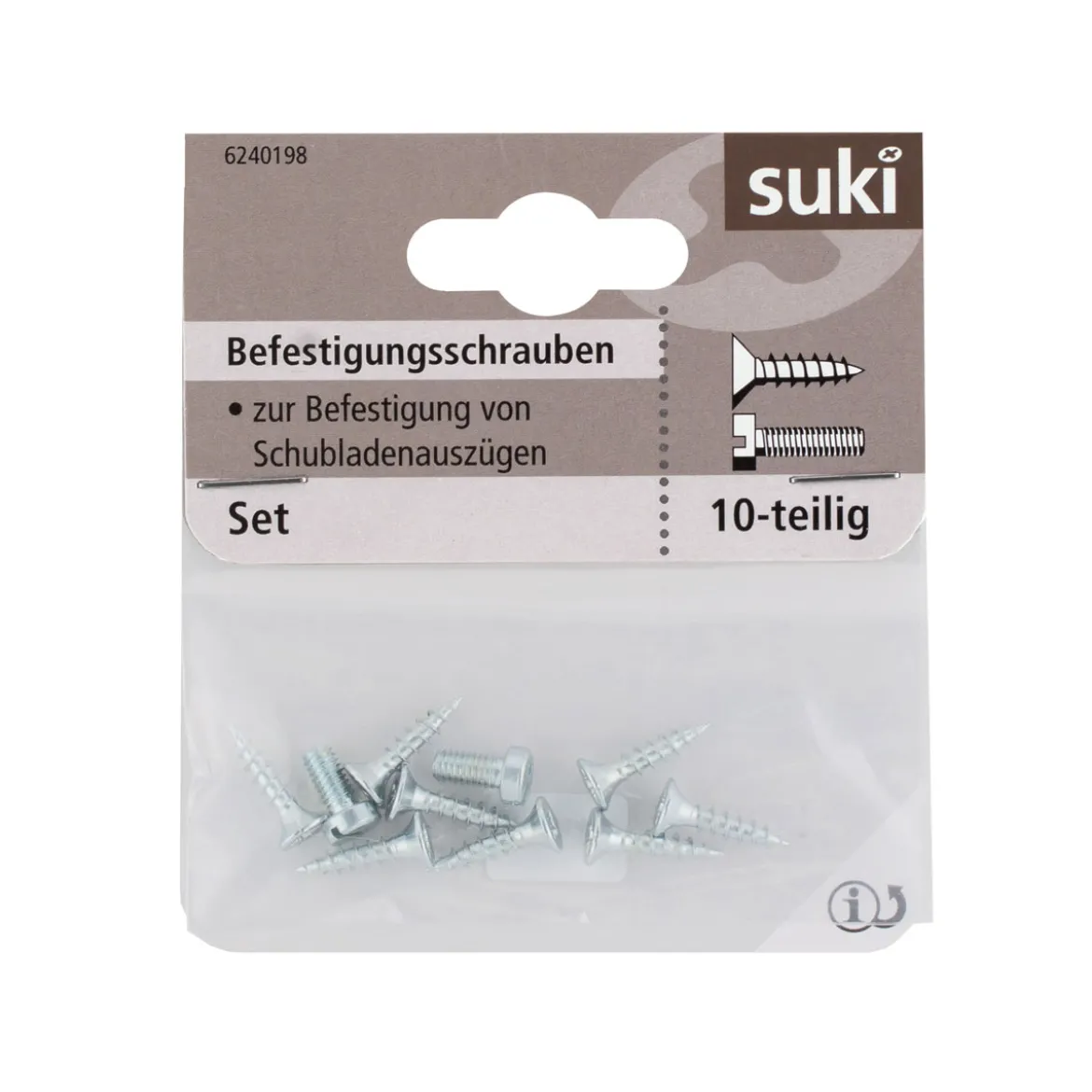 Suki Befestigungsschrauben für Kugelauszug 6270031-35/+42 10 Stück
