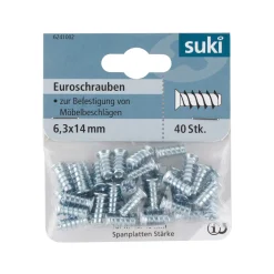 Suki Euroschraube verzinkt Durchmesser 6,3 x 14 mm 40 Stück