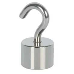 Suki Topfmagnet Neodym mit Schraubhaken M5 Ø 20 x 41 mm, silber