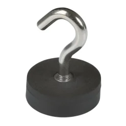 Suki Topfmagnet Neodym mit Schraubhaken M5 Ø 28 x 38 mm, gummiert, silber-schwarz