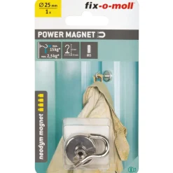 Suki Topfmagnet Neodym mit Schraubhaken M5 Ø 25 x 40 mm, silber