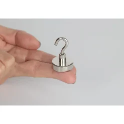 Suki Topfmagnet Neodym mit Schraubhaken M5 Ø 25 x 40 mm, silber