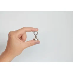 Suki Topfmagnet Neodym mit Öse Ø 20 x 37 mm, Gewindebuchse M4, silber