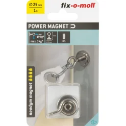 Suki Topfmagnet Neodym mit Öse Ø 25 x 42 mm, Gewindebuchse M5, silber
