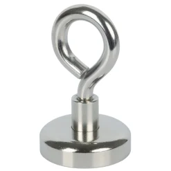 Suki Topfmagnet Neodym mit Öse Ø 25 x 42 mm, Gewindebuchse M5, silber
