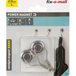 Suki Topfmagnet Neodym Ø 25 mm, mit drehbarem Haken 50 mm, silber