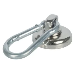 Suki Topfmagnet Neodym Ø 25 mm, mit Karabiner 40 x 20 mm, silber