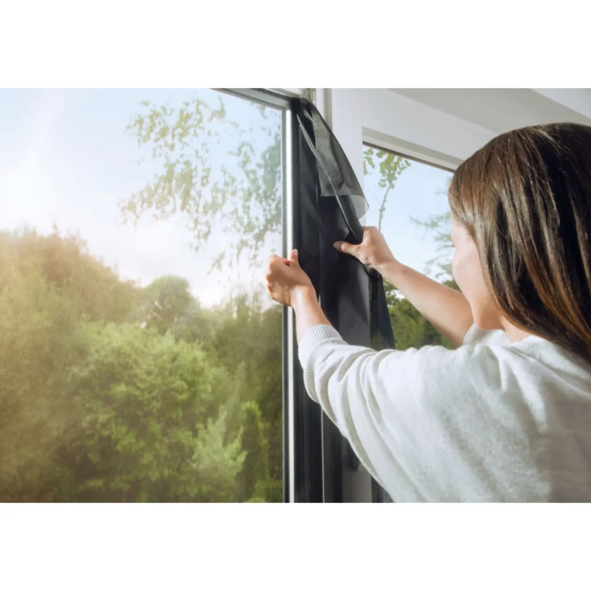 Tesa IS Pollen- & Insektengitter für bodentiefe Fenster, anthrazit, 1,2x2,4m