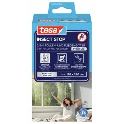 Tesa IS Pollen- & Insektengitter für bodentiefe Fenster, anthrazit, 1,2x2,4m