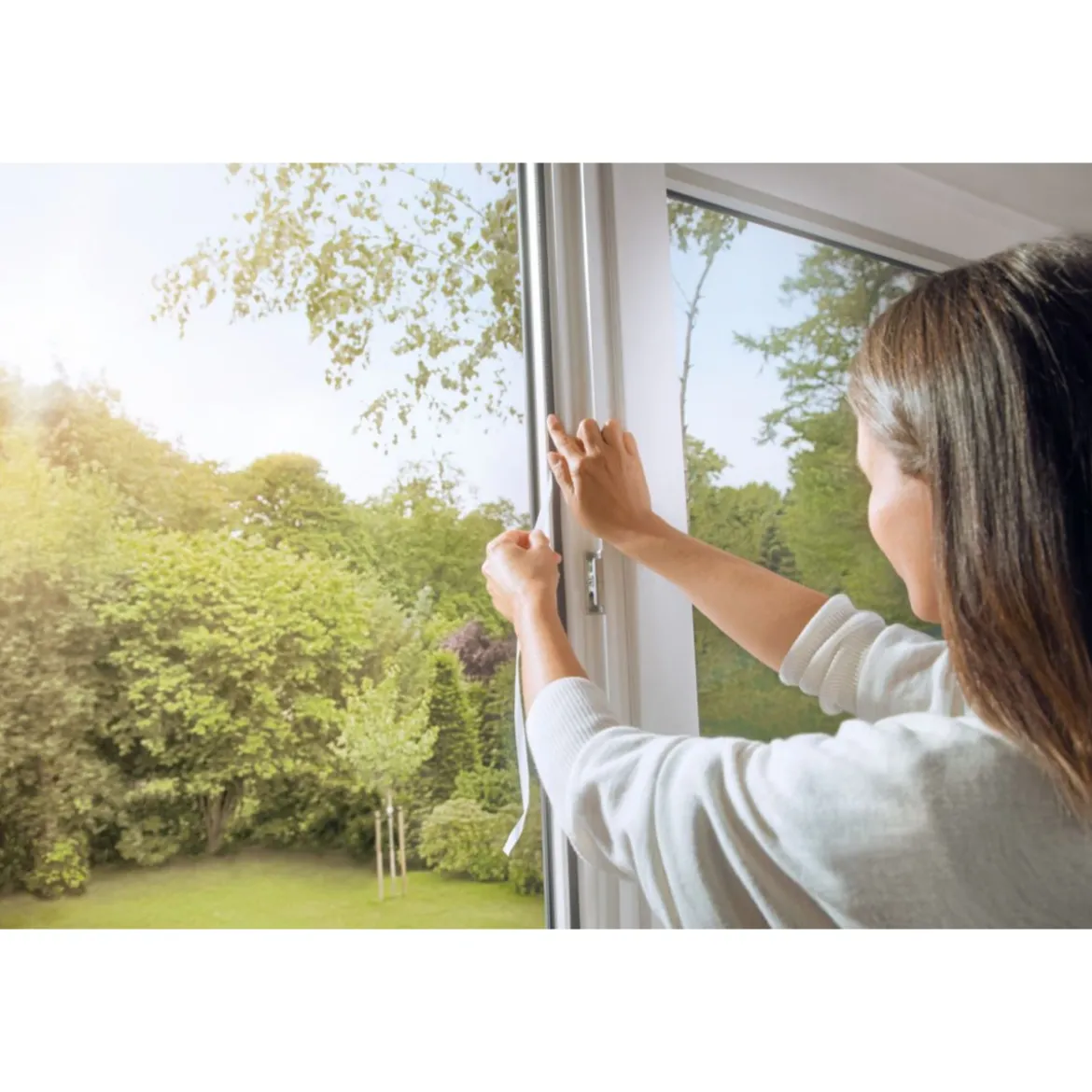 Tesa IS Pollen- & Insektengitter für bodentiefe Fenster, anthrazit, 1,2x2,4m