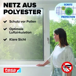 Tesa IS Pollen- & Insektengitter für Fenster, anthrazit, 1,3x1,5m