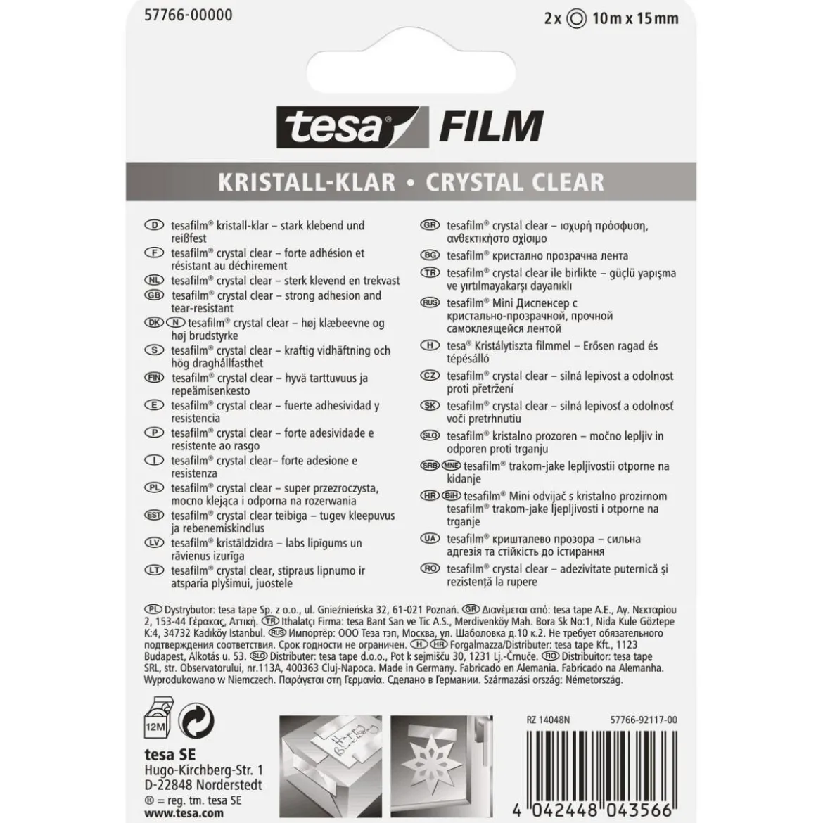 Tesa film kristallklar 2 Rollen 10 m x 15 mm