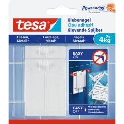 Tesa Klebenagel für Fliesen 2 Stück Traglast 2 x 4 kg