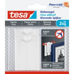 Tesa Klebenagel für Tapete und Putz 2 Stück Traglast 2 x 2 kg