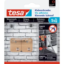 Tesa Klebeschraube für Mauerwerk viereckig 2 Stück Traglast 2 x 5 kg