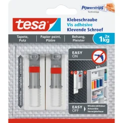 Tesa Klebeschraube für Tapete und Putz verstellbar 2 Stück Traglast 2 x 1 kg