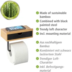Toilettenpapierhalter m. Ablage Bambusa