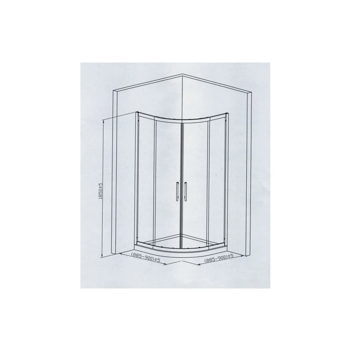 Valblue Runddusche Ronda für Duschwanne mit 550 mm Radius chromoptik