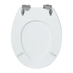 Valblue WC-Sitz Turin weiss, MDF-Holzkern, mit Absenkautomatik, Metallscharniere verchr.