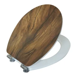 Valblue WC-Sitz Wood MDF-Holzkern Absenkautomatik Metallscharniere verchromt