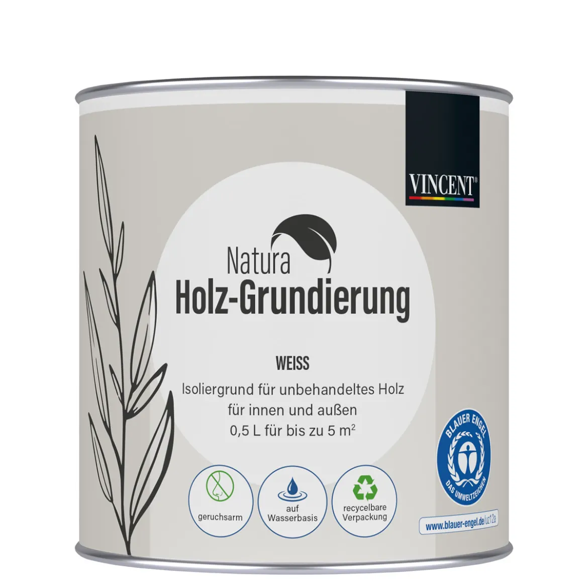 VincentNatura Holz-Grundierung weiß 0,5 L