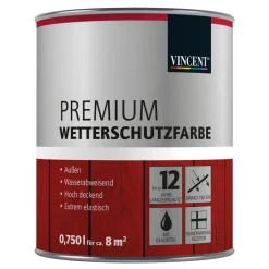 Vincent Premium Wetterschutzfarbe Tiefschwarz 0,75 L