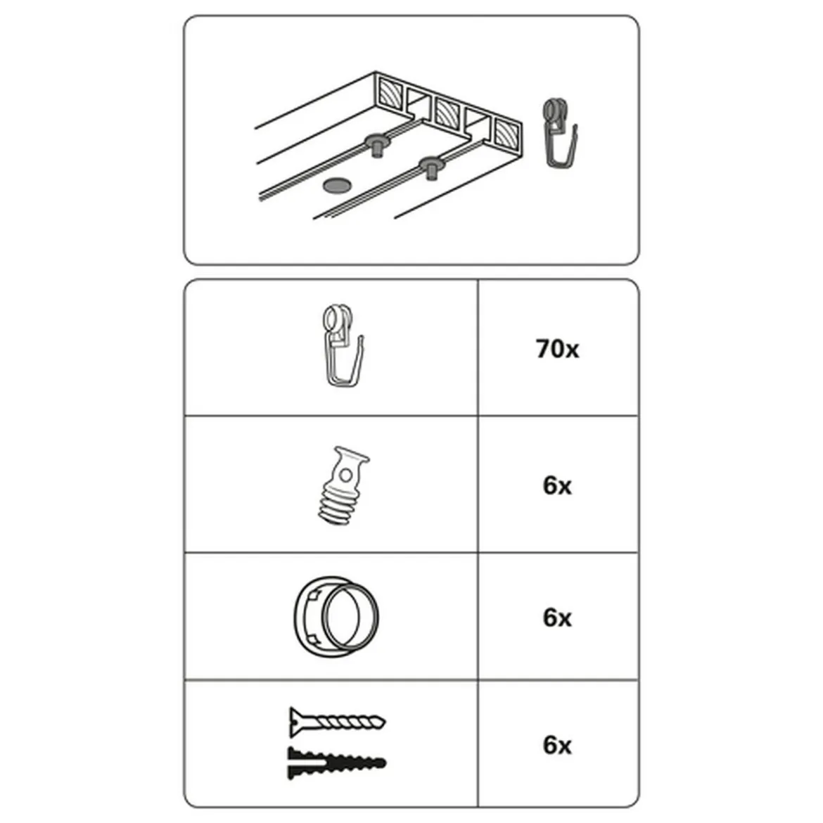 Vorhangschienen-Zubeh.-Set 250 cm