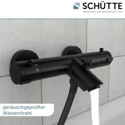 Wannentherm. London,schwarz-matt, 1/2Verbruehschutz und Wassersparfunktion