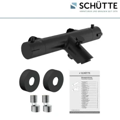 Wannentherm. London,schwarz-matt, 1/2Verbruehschutz und Wassersparfunktion