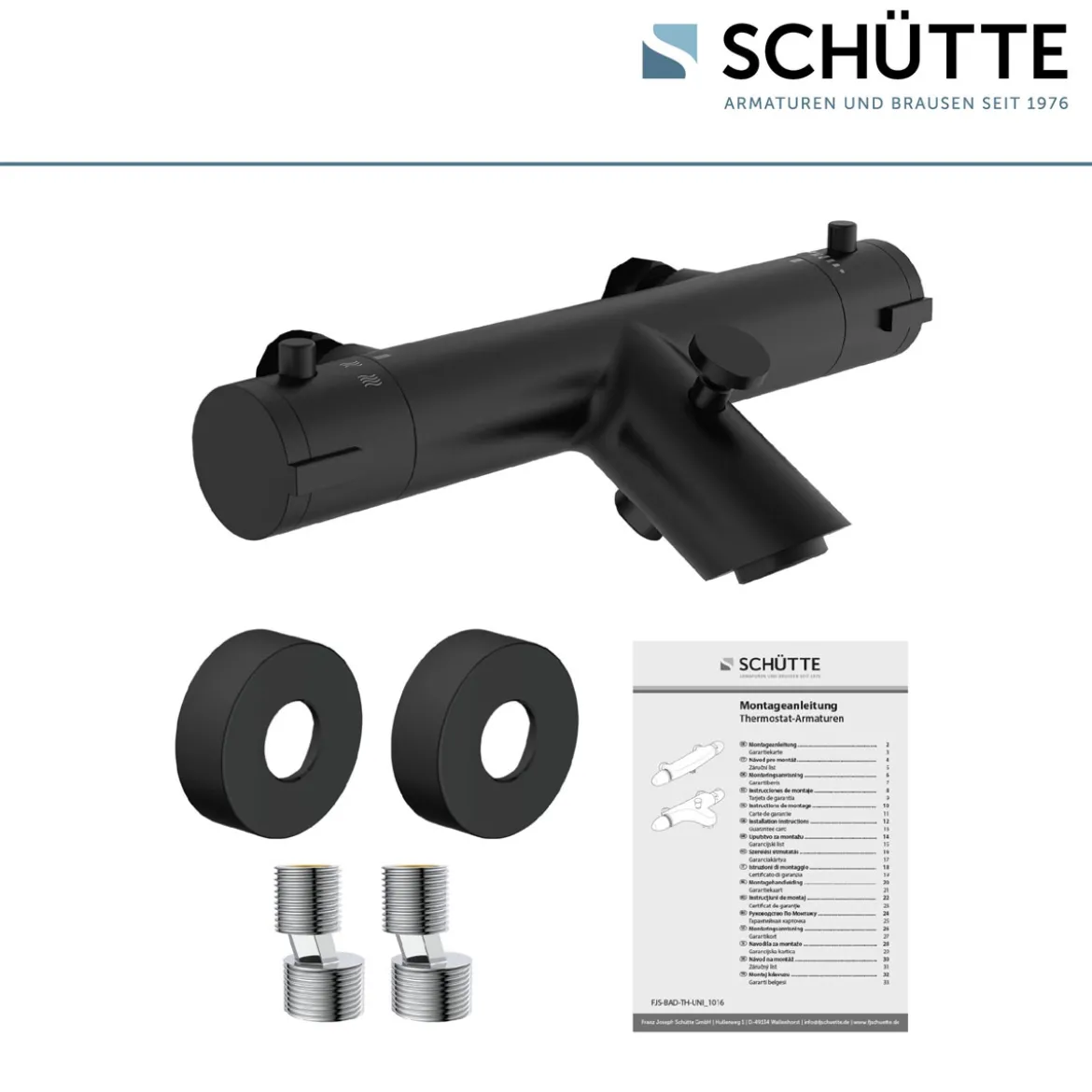 Wannentherm. London,schwarz-matt, 1/2Verbruehschutz und Wassersparfunktion