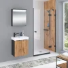 Waschbeckenunterschrank Mara, 55cm, Schwarz, 2 Türen, Soft-Close, inkl. Keramik-Becken