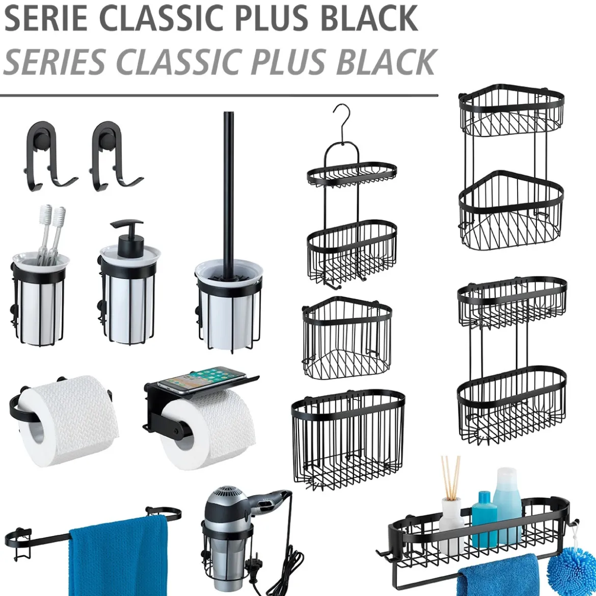 Wenko Haartrocknerhalter Classic Plus Black