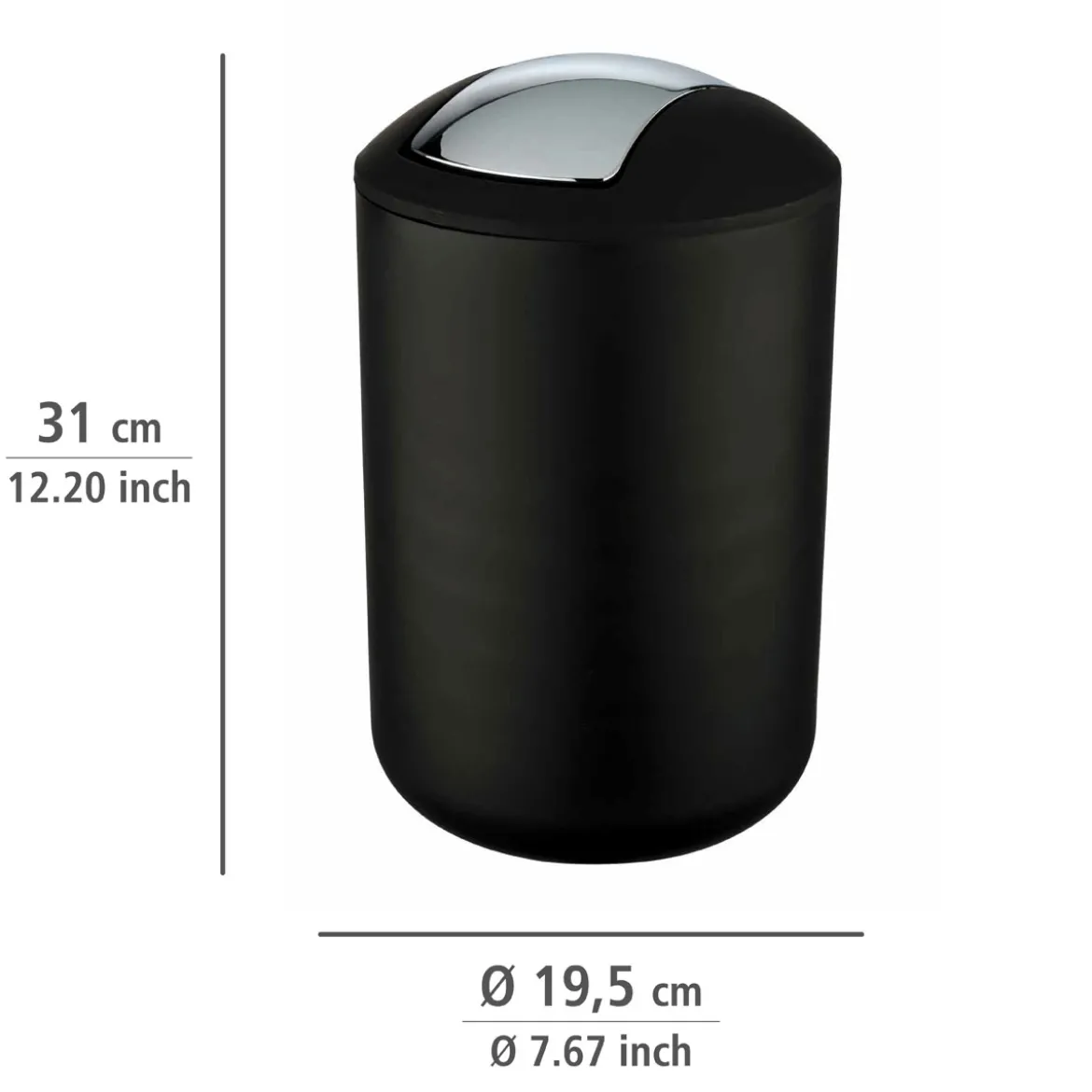 Wenko Schwingdeckeleimer Brasil L schwarz 6,5 L