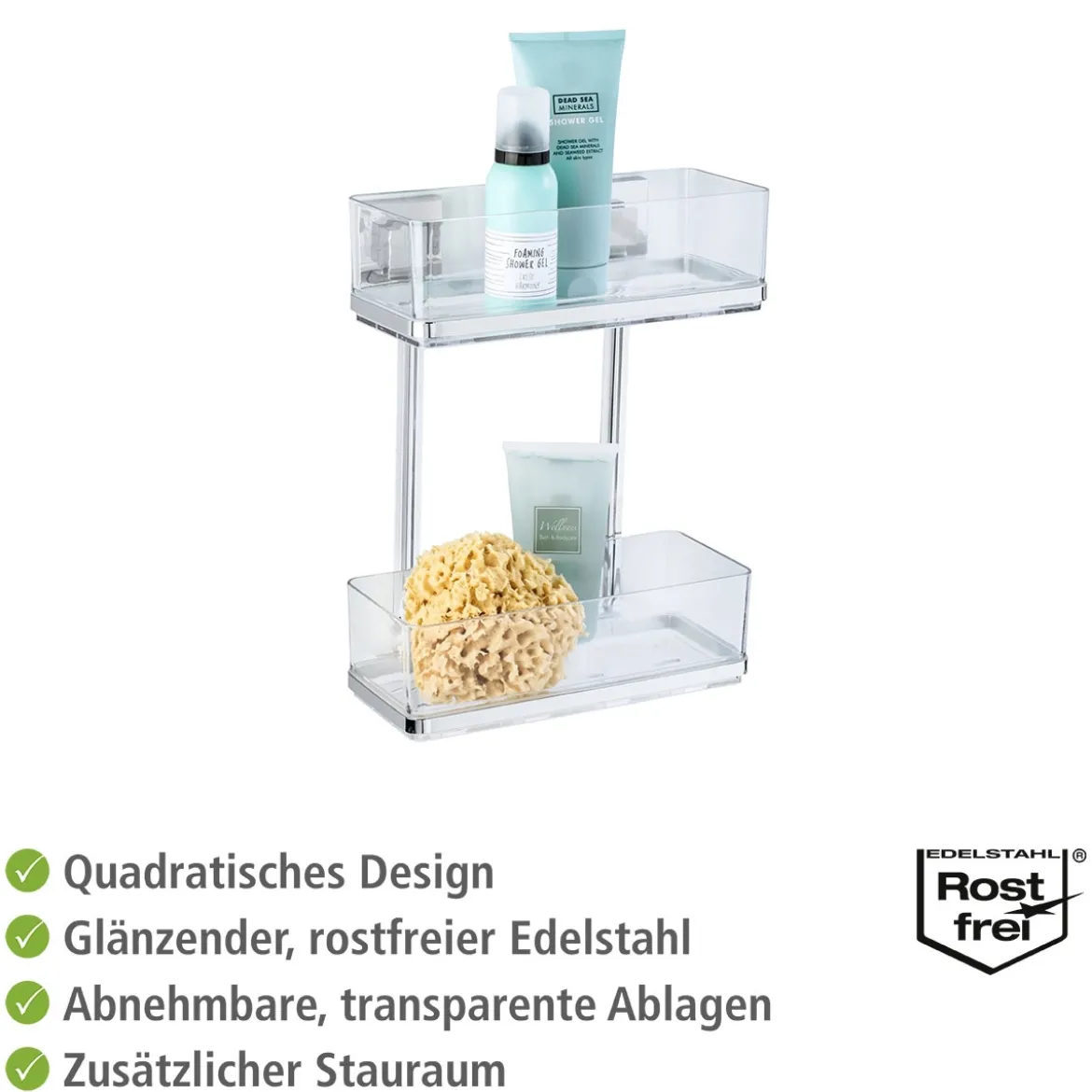 Wenko Vacuum-Loc Wandregal Quadro 2 Etagen