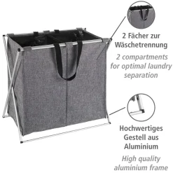 Wenko Wäschesammler Duo grau meliert 120 l