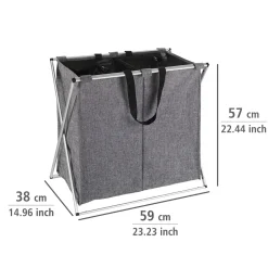 Wenko Wäschesammler Duo grau meliert 120 l